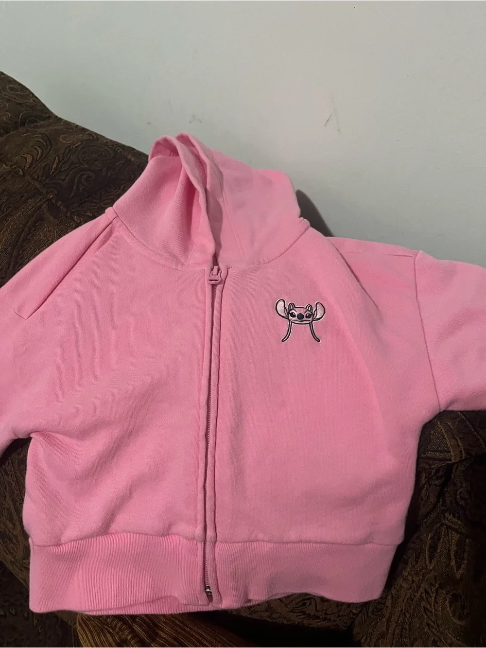 GAP Pink Kids Zip Hoodie with Small Embroidered Character